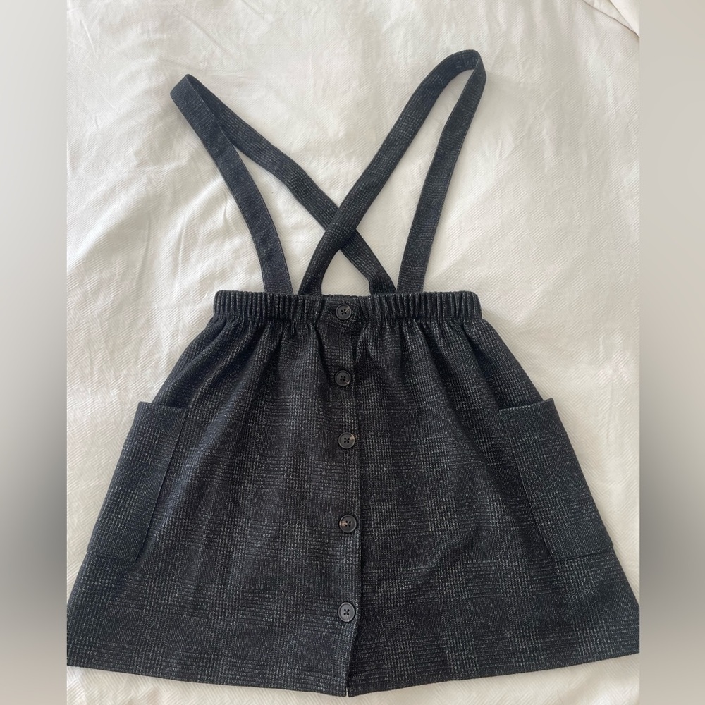 Zara Kids Charcoal Knit Suspender Skirt